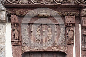 Carving detail of an old half-timbered house photo